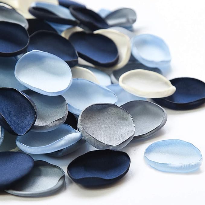 Floroom 300pcs Rose Petals Dusty Blue Navy Faux Silk Flower Petals for Wedding Flower Girl Basket Aisle Scatter Dinner Table Centerpieces Party Confetti Decoration Romantic Night Home Decor