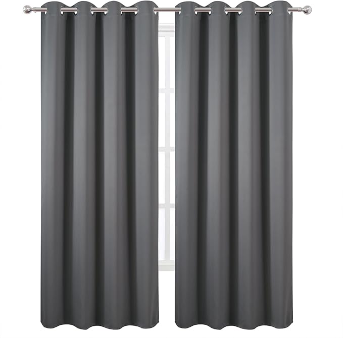LEMOMO Blackout Curtains 52 x 120 Inch Long Frost Grey Curtains Set of 2 Panels