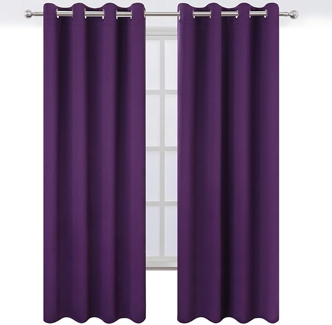 LEMOMO Blackout Curtains 52 x 90 Inch Long Purple Curtains Set of 2 Panels Room