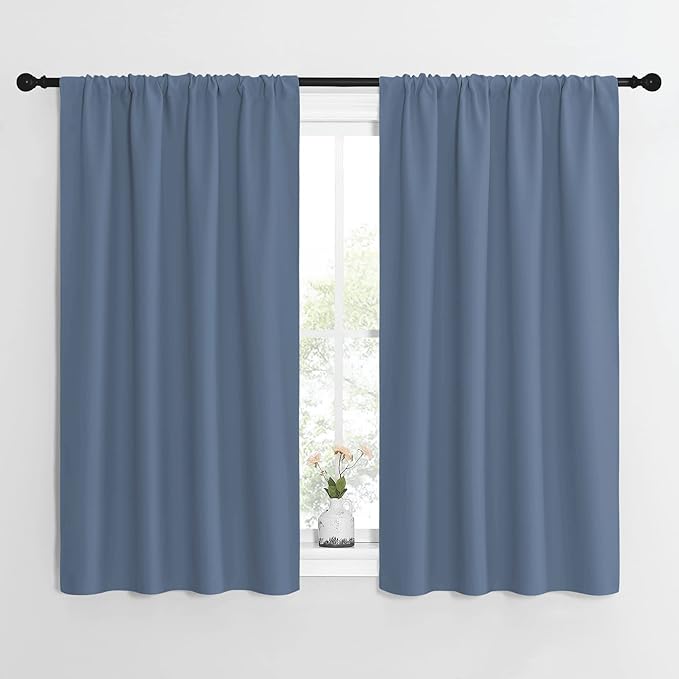 NICETOWN Kitchen Curtains, Short Blackout Curtains & Drapes, Small Window Rod