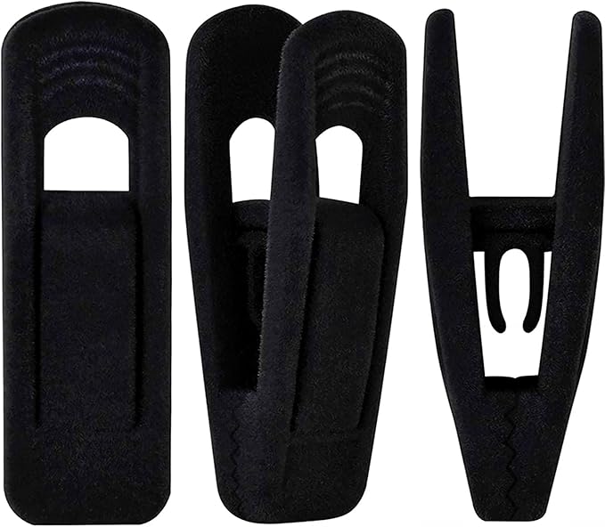 Black Velvet Hanger Clips (60-Pack), Strong Finger Clips for Velvet Hangers, Skirt Hanger Clips Fit for Flocking Hangers