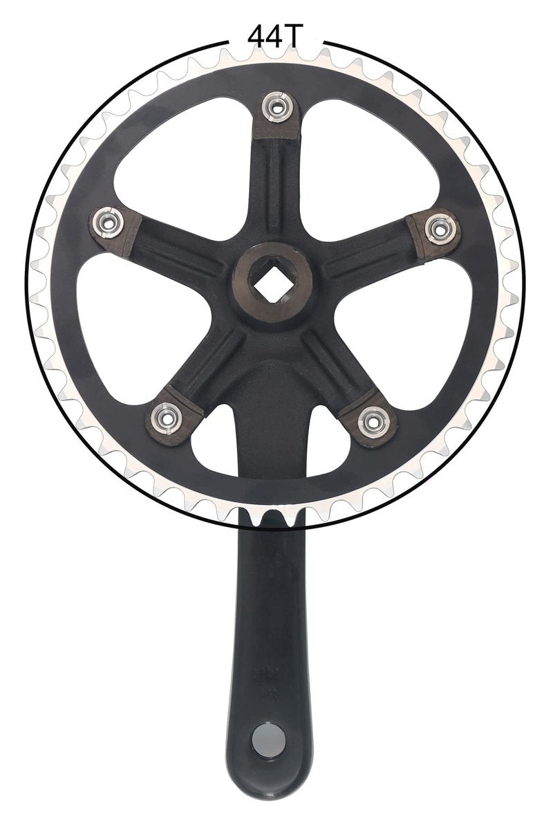 WEERAS Urban Folding Bicycle Crankset Single Tooth Disc 44T 130BCD 170mm Crank Set is Suitable for Most Single Speed Bicycles