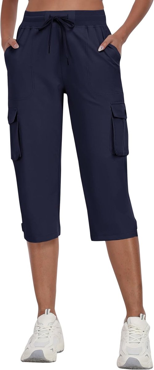 MoFiz Women's Cargo Capris - Lightweight Quick-Dry Hiking Pants with Pockets | Summer Travel Essential