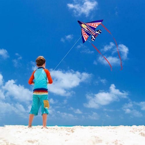 Fighter Airplane Kites - Easy to Fly for Kids Ages 4-12 | Includes Kite Handle & 300ft String