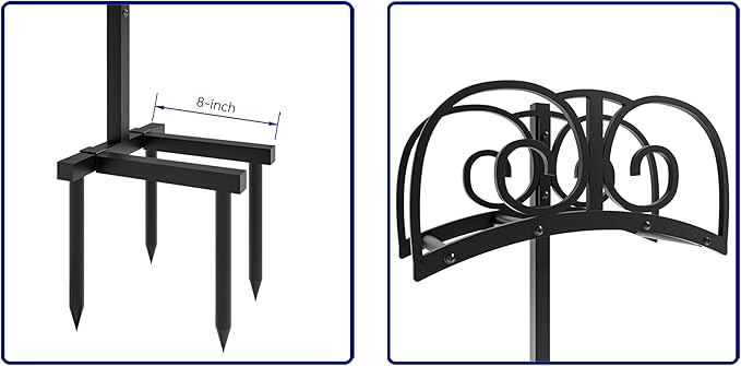 Upgraded Garden Hose Holder Stand with 4 Spikes - Heavy Duty Water Hose Reel, Hose Organizer, Holds 150ft Hose for Outside Yard Lawn, Black