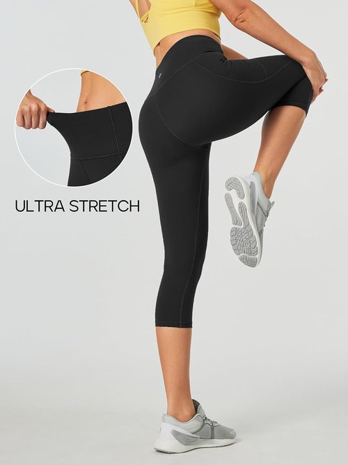 Heathyoga Capri Leggings - High Waisted Tummy Control with Pockets for Women | Comfortable Fit