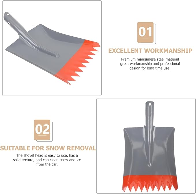 NUOBESTY Thickened Metal Ice Shovel with Serrated Edge Heavy-Duty Outdoor Ice Chopper and Snow Scoop Tool Lightweight Snow Cleaning Shovel for Cars and Driveways Labor-Saving Winter