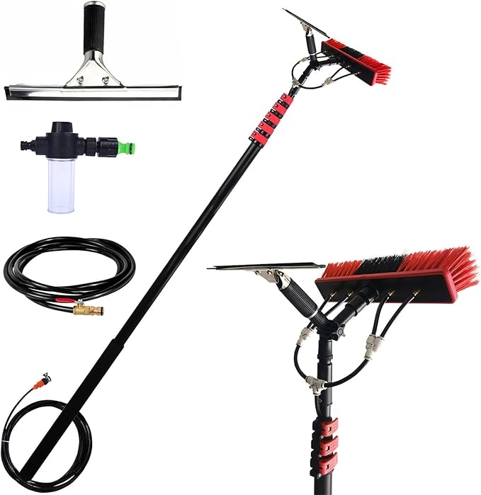 3.6-10.8 M Washing Kit: Water-fed Brush,Squeegee,Soap Dispenser, Window Cleaning Pole, Water Fed Telescopic Brush, Window Cleaner Equipment, Car Cleaning Brush (55cm Brush,10.8)