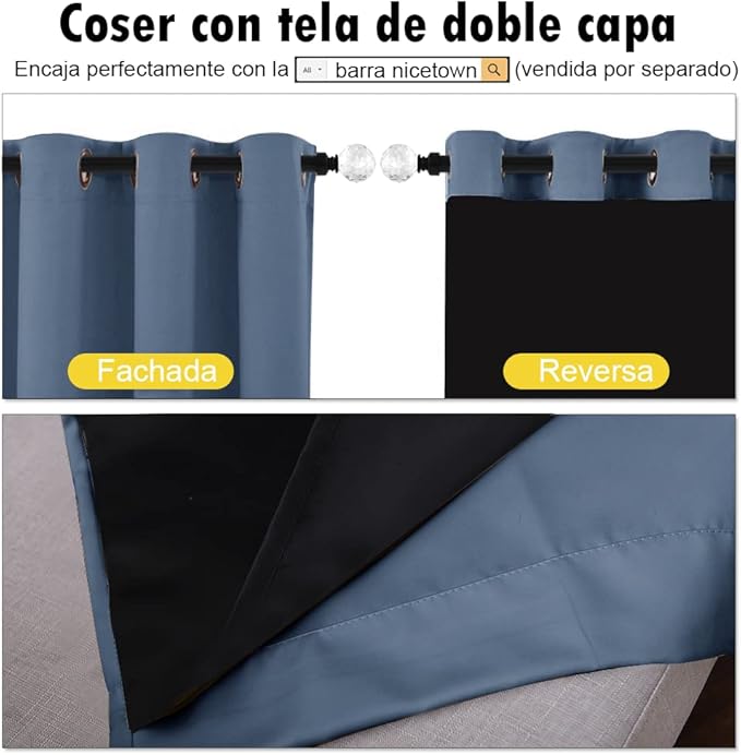 NICETOWN Full Shade Curtain Panels 72 inches Long, Pair of Energy Smart & Noise