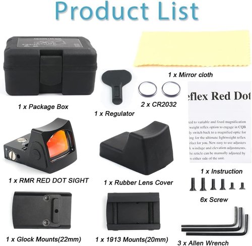 GOTICAL CNC-Machined Fiber Optic Handgun Sights - Front & Rear for Glock Pistols | Mini Red Dot Sight
