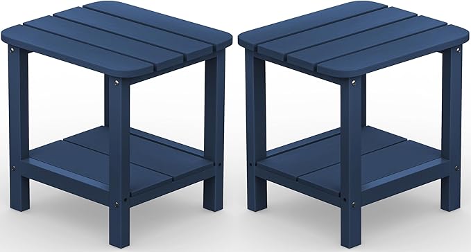 SERWALL Adirondack Table Set of 2, Outdoor Side Table- Blue