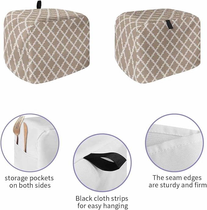 Toaster Cover 4 Slice Moroccan Pattern Toaster Oven Cover with Pockets Beige Dustproof Bakeware Protector Small Kitchen Appliance Dust Covers and Fingerprint Protection for Women