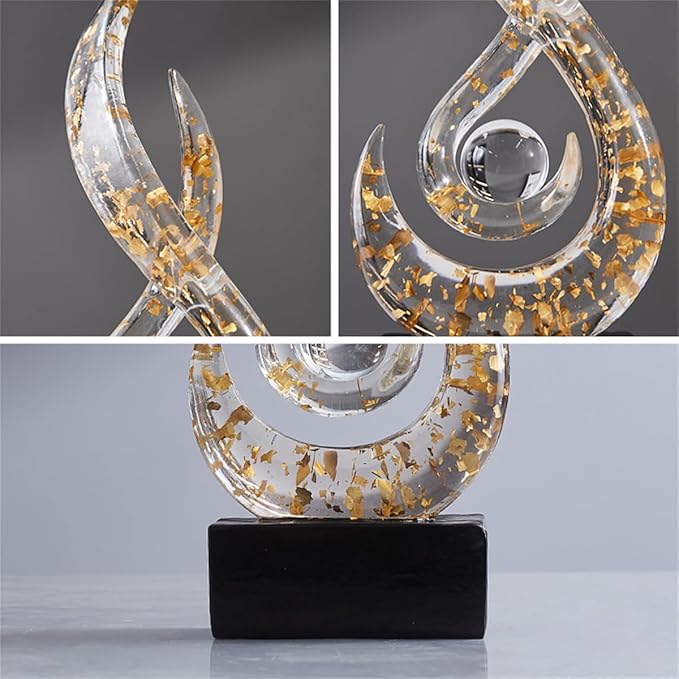 AWNR Abstract Art Deco Decor Statues for Home,Shelves,Table,Living Room, Dining Room,Modern Sculpture Decoraciones of Homes for Sale (Transparent Gold)