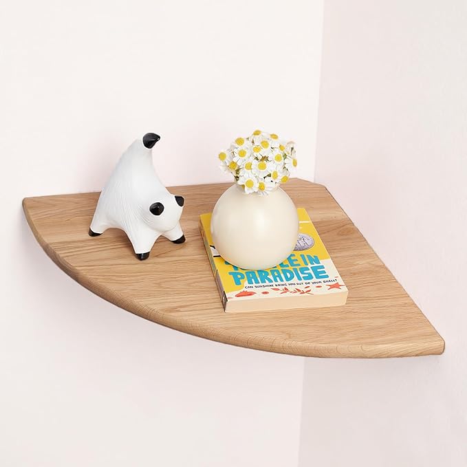 Gieanoo Corner Floating Shelf 16inch Solid Oak Wood Floating Corner Shelf
