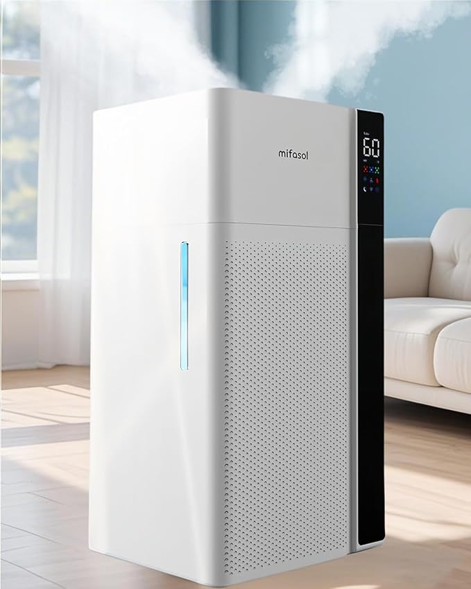 Mifasol Humidifier Large Room Warm and Cool Mist, 5.3Gal/20L Humidifiers for Home 1500 sq ft, Double Nozzles Whole House Humidifier, Humidifiers for Bedroom Plants Office Commercial Large Areas, White