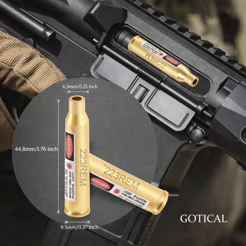 GOTICAL Red Dot 223 5.56mm Rem Gauge Laser Bore Sighter Boresight Red Laser Boresighters