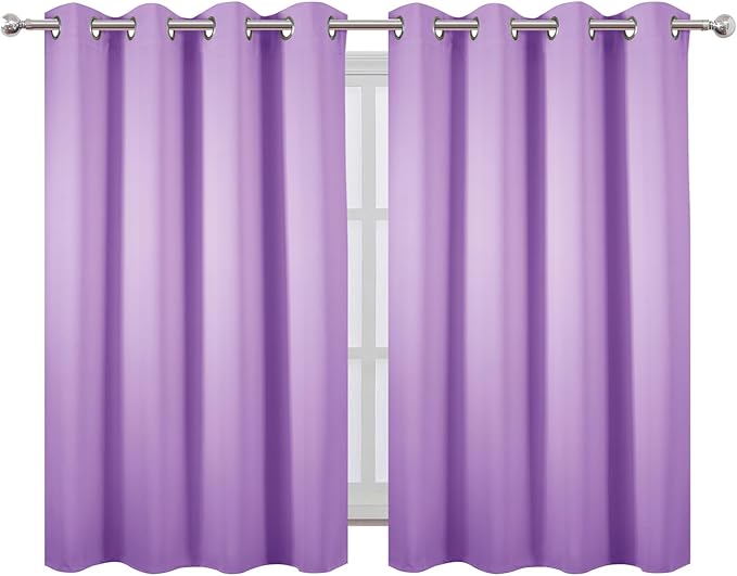 LEMOMO Blackout Curtains 66 x 54 Inch Long Lavender Curtains Set of 2 Panels