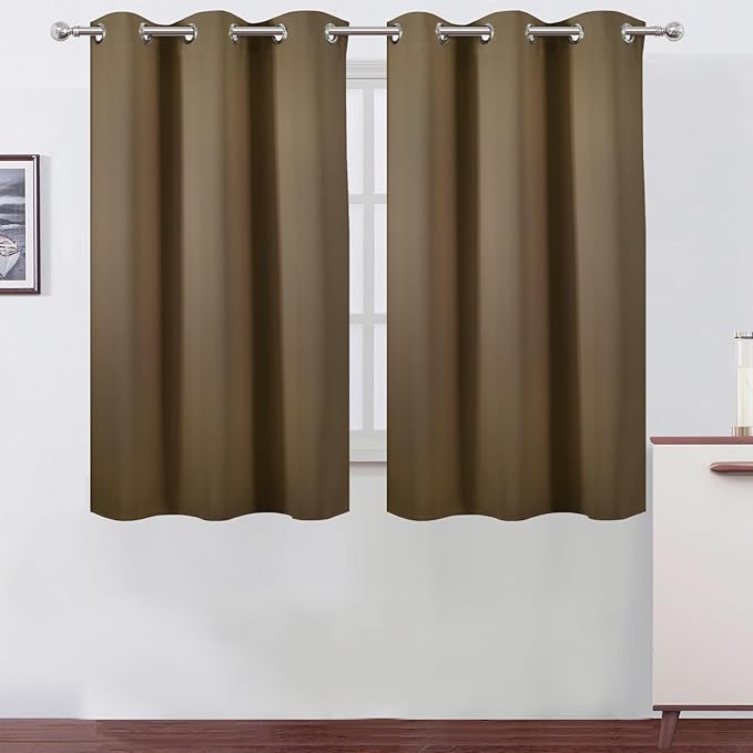 LEMOMO Brown Blackout Curtains 42 x 54 Inch Length Set of 2 Panels Grommet