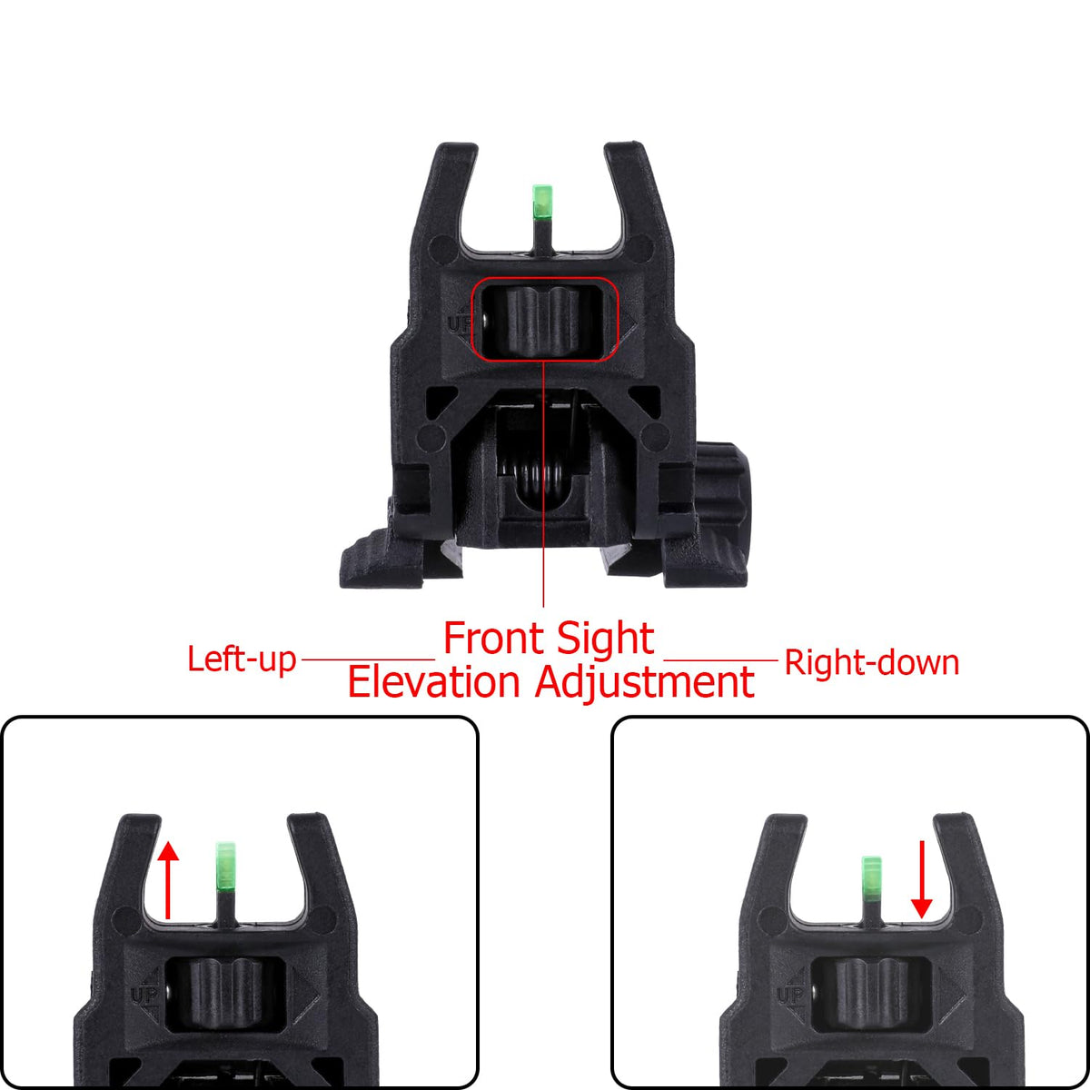 Fiber Optic Sights,Co-Witness Height Red Dot Sight,Front and Rear