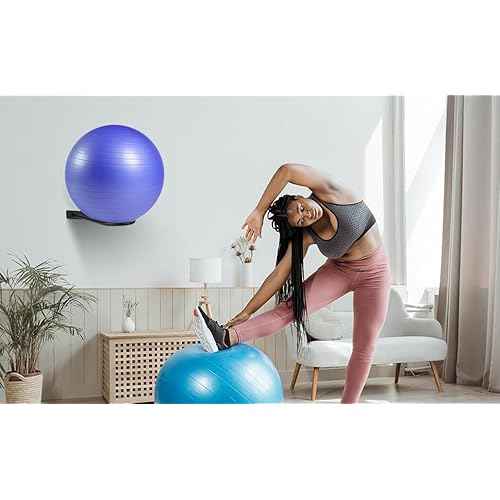 Medicine Ball Rack - Wall Mount Stability Ball Storage Rack(1 Black)