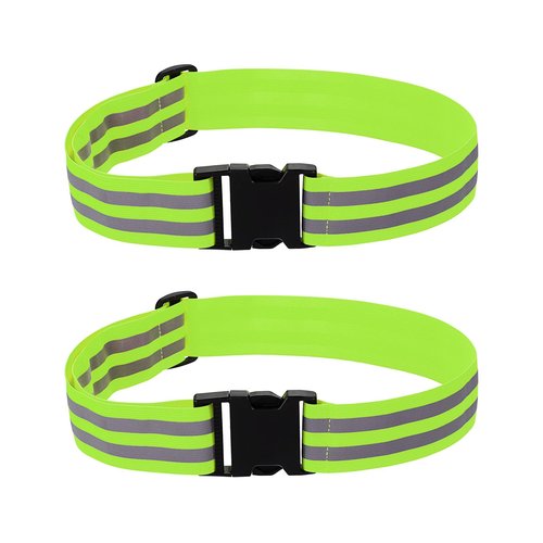 PATIKIL Adjustable Reflective Running Belt 1.9 Inch, 2 Pcs Glow Pt Belt Sash for Cycling Walking Motorcycle Gear, Green