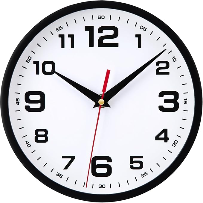 Wall Clock Silent Non-Ticking Modern Clocks Battery Operated 8 Inch Small