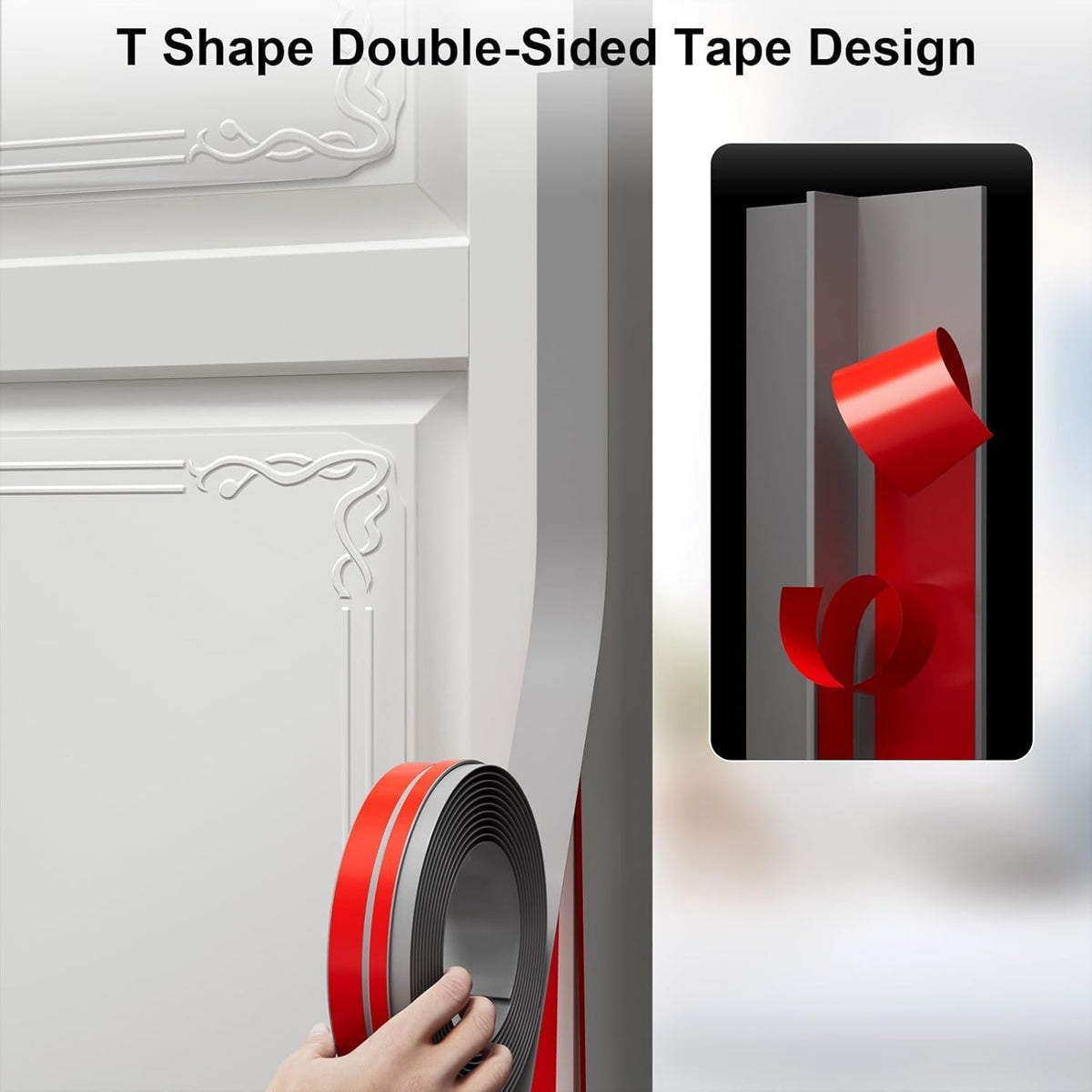 T-Shaped Door Draft Stopper, 1.97 in x 40 Ft Silicone Seal Strip for Windows Gaps, Weather Stripping Seal Strip Shower Sweep, Grey