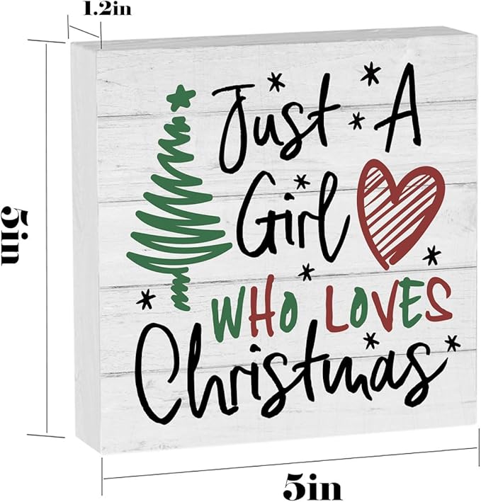 Christmas Decor for Home Just a Girl Who Love Christmas Decor for home Office Merry Xmas Decorations Table 5 x 5 Inches