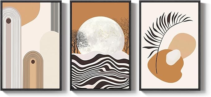 Framed Boho Mid Century Modern Wall Art