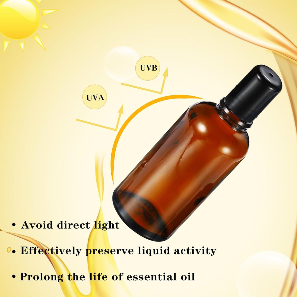 50ML Roller Bottles for Essential Oil, 3 Pack Empty Amber Glass Roller Bottle for Perfume Oil, Roll on Bottles with Stainless Steel Roller Balls, Opener, Funnel and Dropper