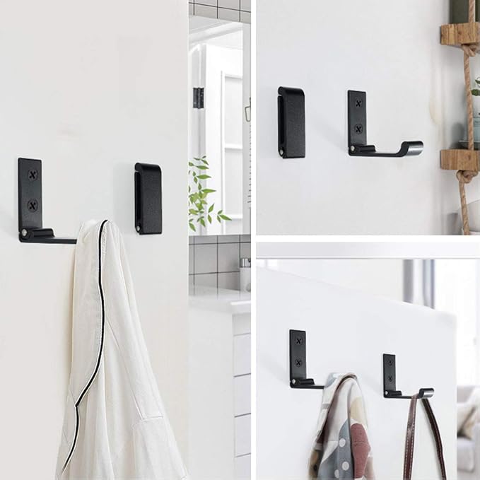 Folding Coat Hooks, Matte Black Wall Hooks