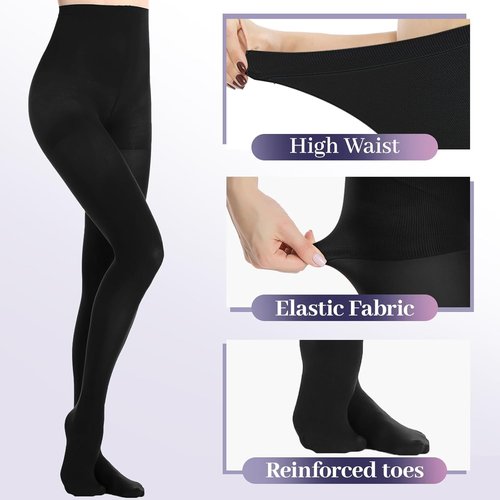 MANZI Opaque Tights - Run Resistant Control Top Panty Hose for All-Day Comfort