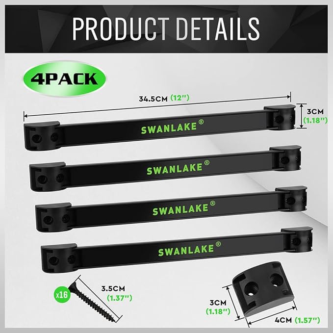 SWANLAKE GARDEN TOOLS 4-Piece 12" Magnetic Tool Holder Storage Organizer