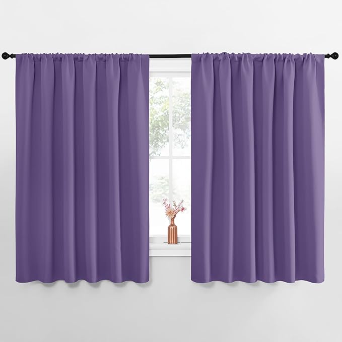 NICETOWN Blackout Curtains for Bedroom, Lilac Purple, 1 Pair, 62 by 63-inch