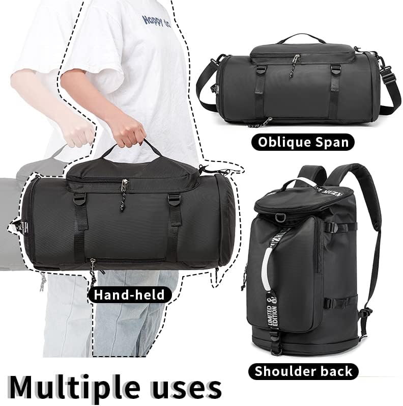 Skiennix Gym Duffle Bag - Waterproof 40L Large Capacity Backpack for Hiking & Travel | Black