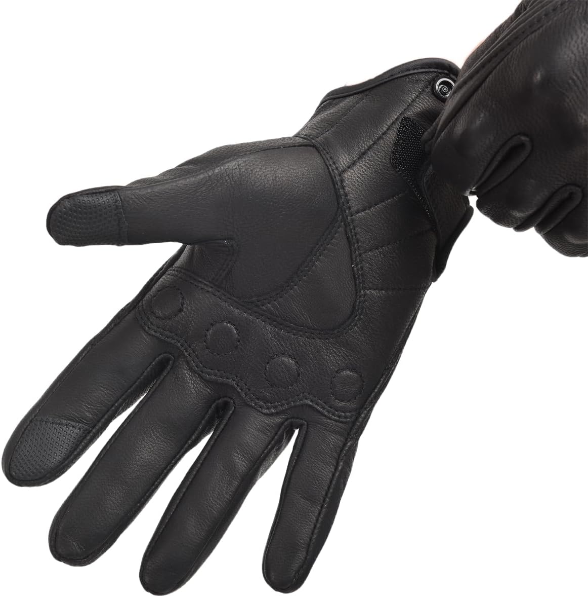 Skiennix Men's Goatskin Leather Gloves - Touchscreen & Windproof for Urban Riding | Full Finger Design