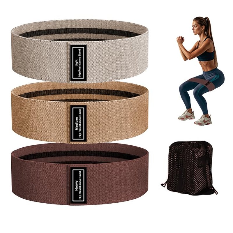S.ROMZA Fabric Resistance Bands for Working Out Stretch Bands for Booty Used for Fitness and Home Exercises Legs Exercise Bands Pilates Workout Bands for Women and Men (Beige/Khaki/Brown)