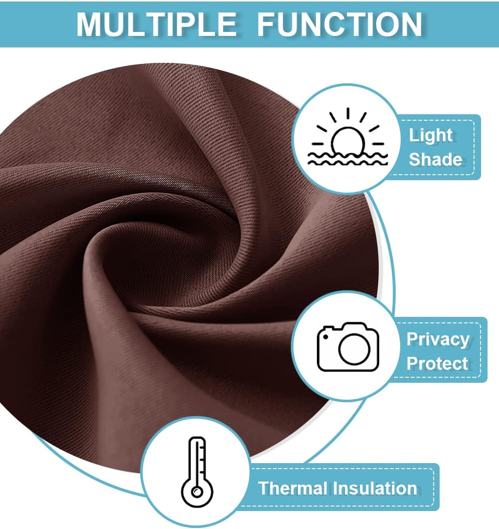 RYB HOME RV Curtains Blackout - Thermal Insulating Privacy Door Windows Camper Curtains for Kids Nursery RV Bunk Bedroom Windows Bathroom, Width 29 x Length 30, Chocolate Brown, 2 Pcs