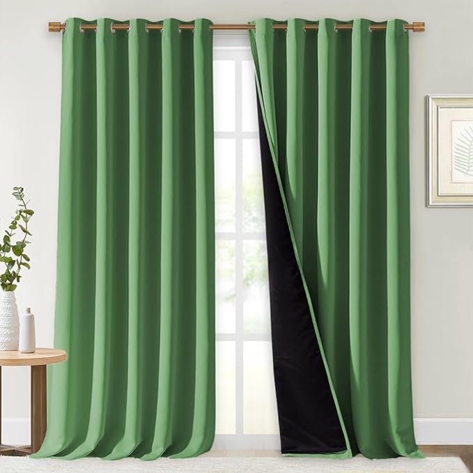 NICETOWN 100% Blackout Blinds, 70 inches x 108 inches, Forest Green, Laundry