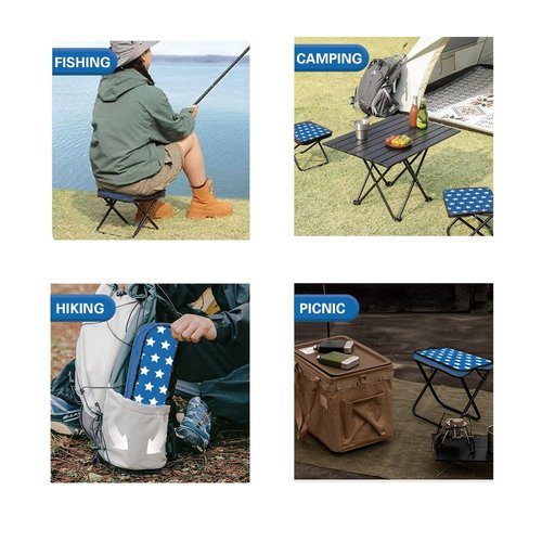 ACTANCEN Collapsible Chair Portable Folding Stool with Carry Bag, 1.35Lbs Small Foldable Adults Camp Seat for Travel/Camping/Hiking/Fishing/Picnic/Barbecue