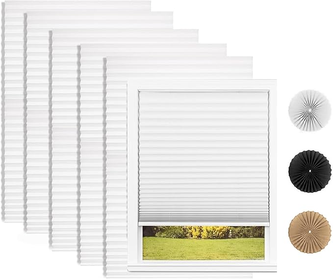 Changshade 12 Pack Temporary Shades, Pleated Paper Blinds