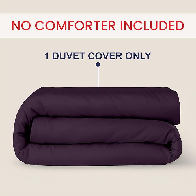 Kotton Culture 1 Pc Queen Size Duvet Cover Only -100% Egyptian Cotton Sateen 600 Thread Count Ultra Soft Premium Durable Comforter Cover Zipper Closure & Corner Ties (Plum, Queen/Full 90" X 90")
