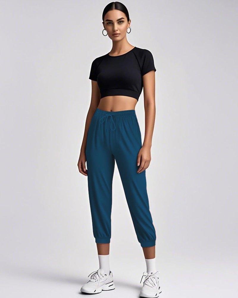 Taiyin 5 Pack Women's Ultra Soft Lounge Capri Joggers Sweatpants with Pockets for Athletic Running Yoga Workout Lounge Pants (L)
