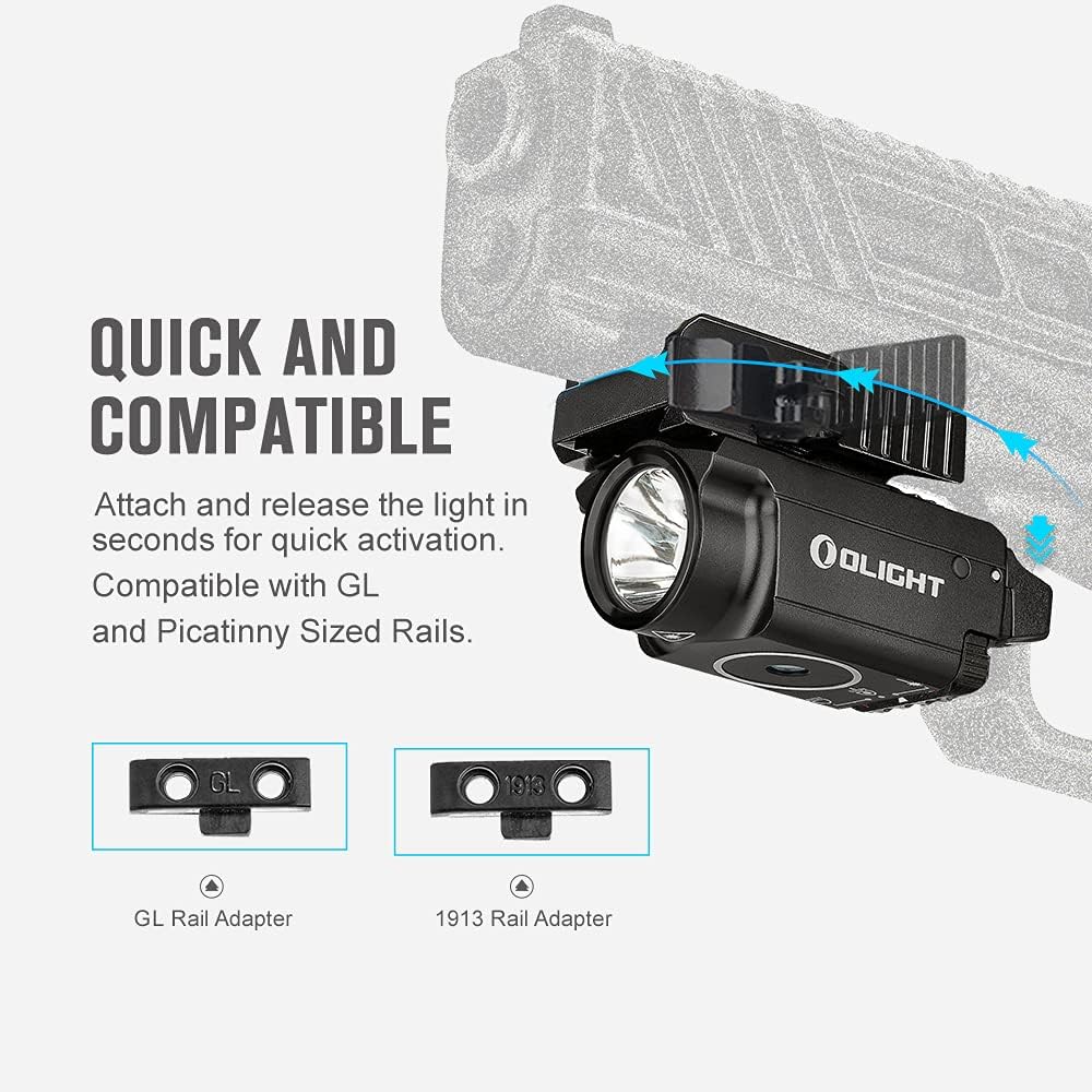 OLIGHT PL-Mini 2 Valkyrie 600 Lumens Magnetic USB Rechargeable Compact Hunting Gear with Adjustable Rail, High Performance CW LED Flashlight with Built-in Battery
