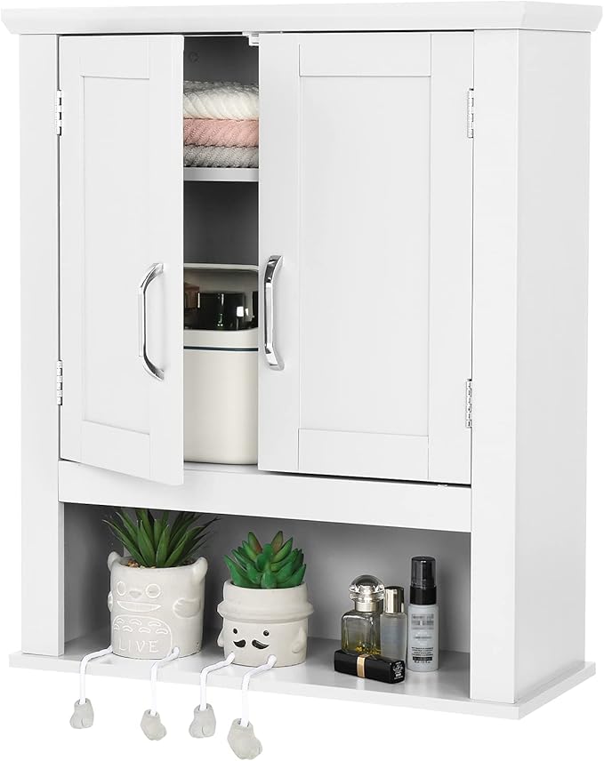 VINGLI Bathroom Wall Cabinet 21"x8.5"x25" Modern White Medicine Wall Mount