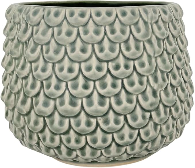 Bloomingville Stoneware Flower Pot Pinecone, Planter Cache Pot, Size M (5,25''), Green
