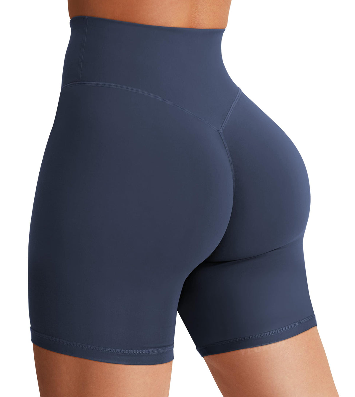 YEOREO Women's Biker Shorts 4.5" / 6" Workout Gym Shorts Craze High Waist Tummy Control Hidden Scrunch Running Yoga Navy Blue XL