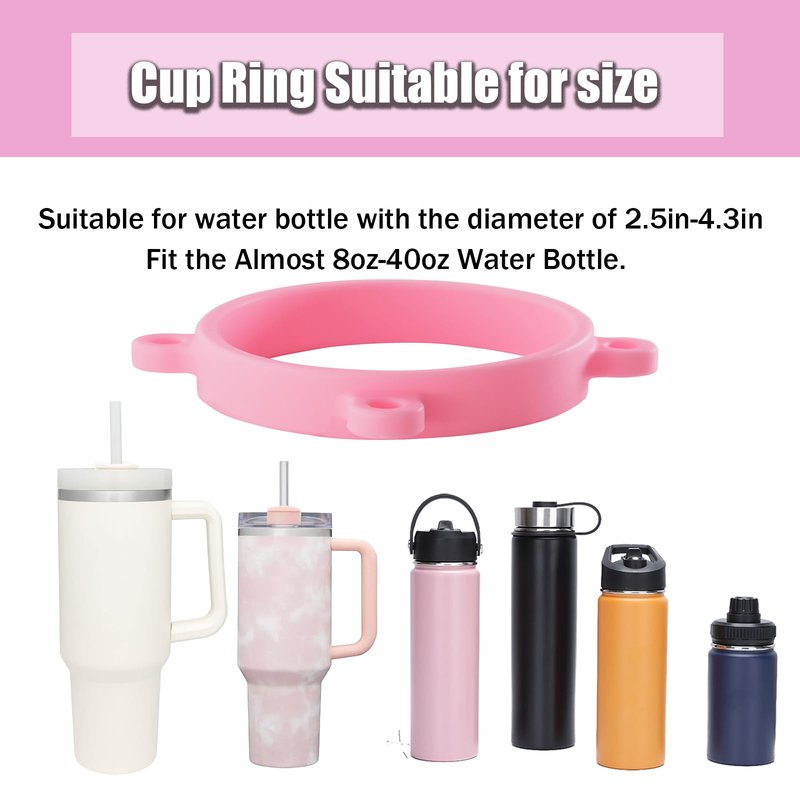 Removable Water Bottle Shoulder Strap Set for Stanley Cup 40/30/20 OZ，Including Pearl Water Handle Strap、Cup Holder Shoulder Strap、Bow keychain、Cup Ring、silicone boots、Sparkling packet（Bow pink）