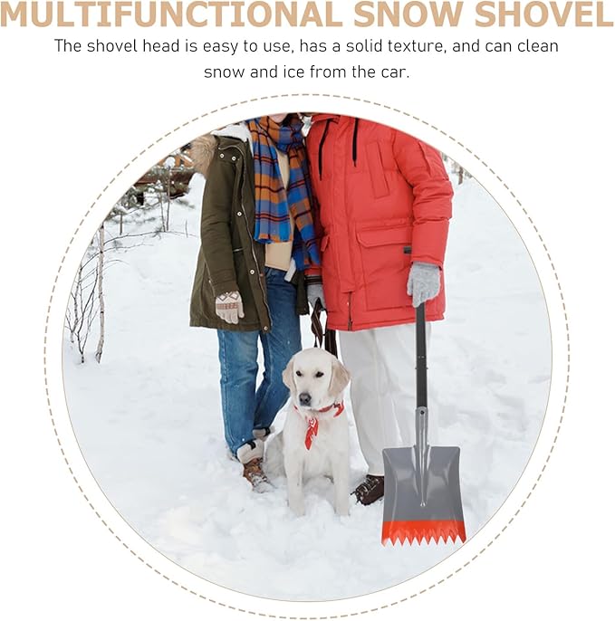 NUOBESTY Thickened Metal Ice Shovel with Serrated Edge Heavy-Duty Outdoor Ice Chopper and Snow Scoop Tool Lightweight Snow Cleaning Shovel for Cars and Driveways Labor-Saving Winter