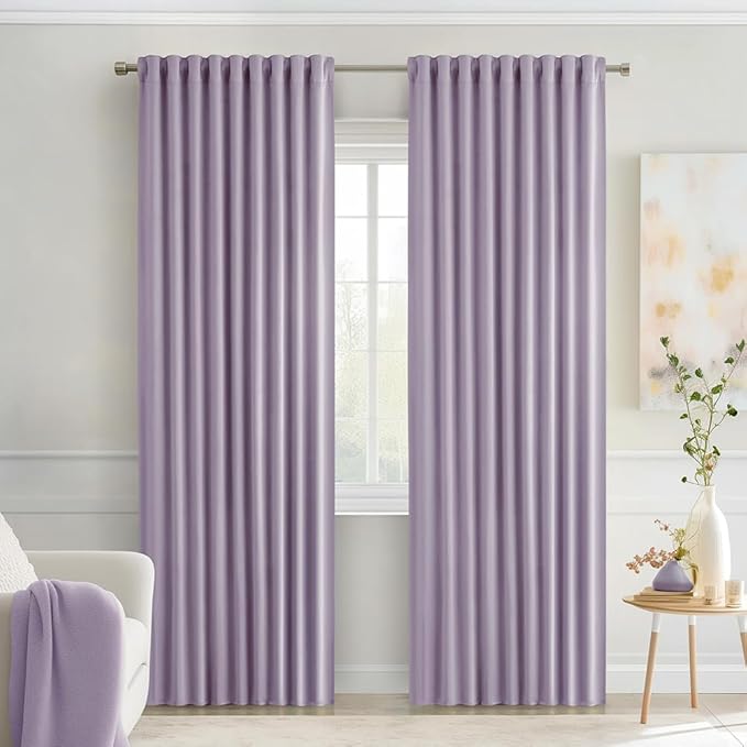 MIULEE Lilac Back Tab Blackout Curtains 84 Inch Length 2 Panels Set